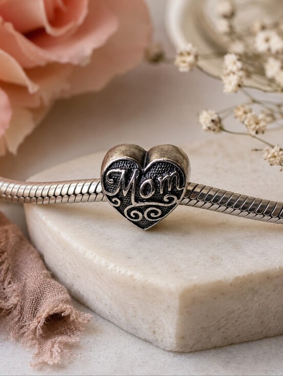Zable Jewelry - Zable Mom Heart Charm Bead Sterling Silver 925 Love Family‎ Bracelet Charm